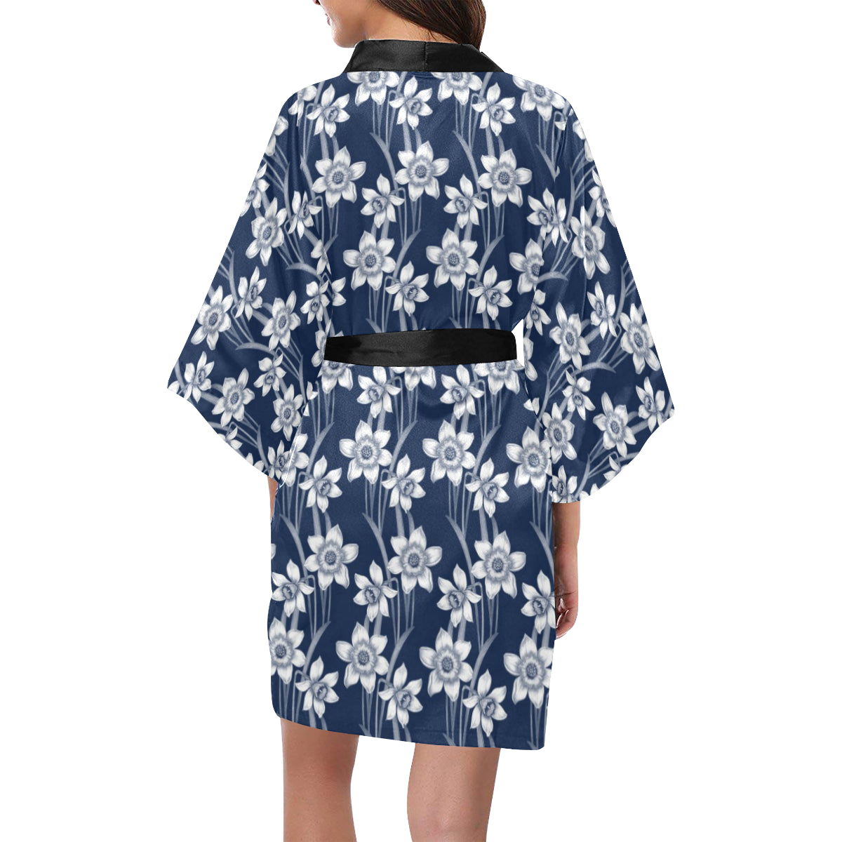 Daffodils Pattern Print Design DF09 Women's Short Kimono