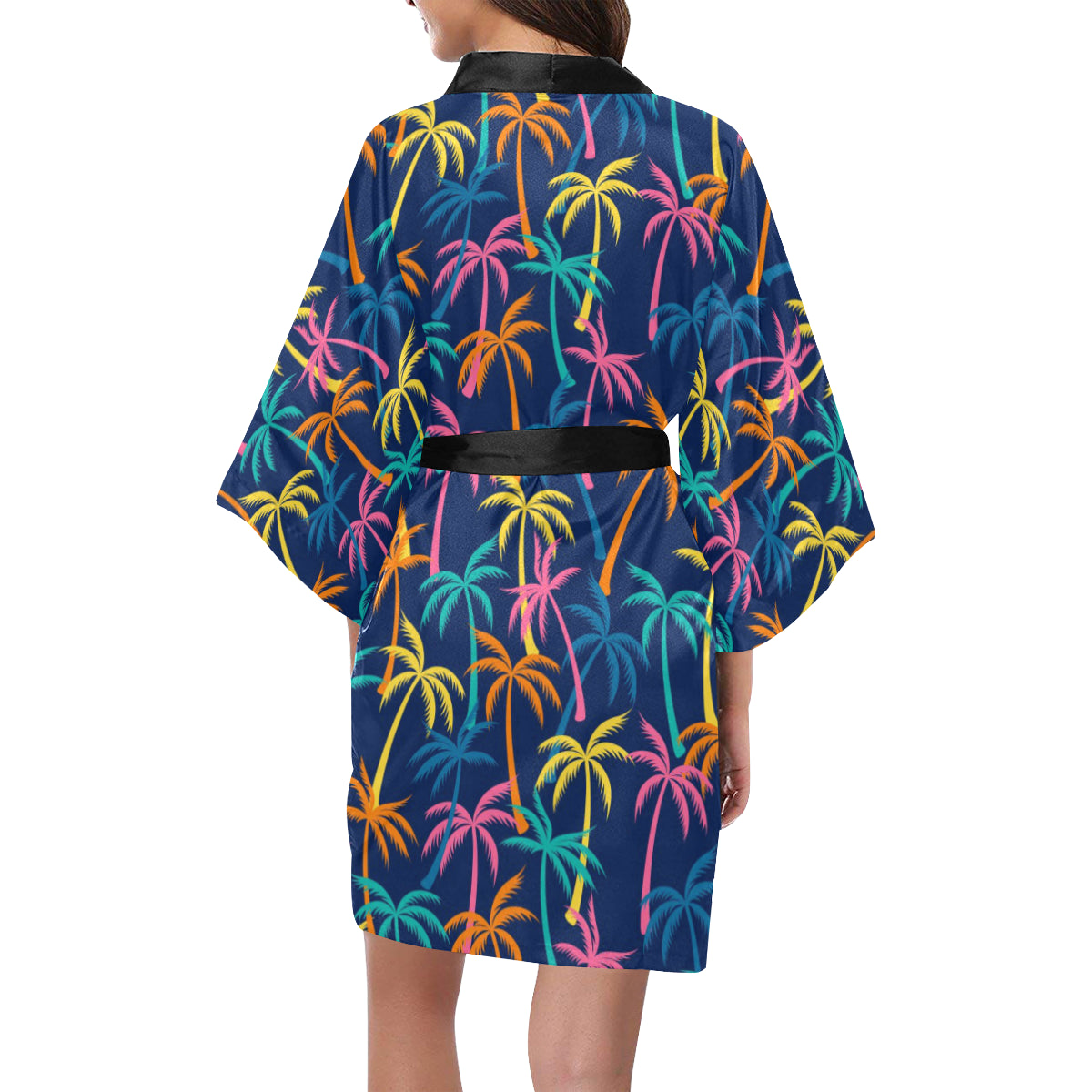 Palm Tree Pattern Print Design PT013 Women Kimono Robe