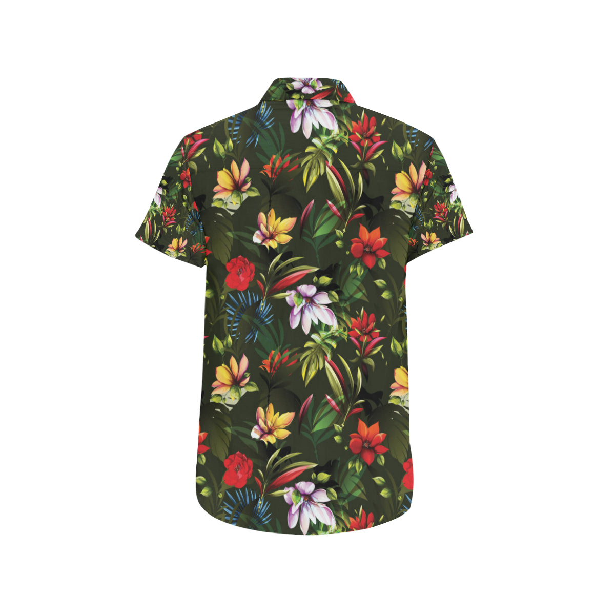 Magnolia Pattern Print Design 02 Men's Short Sleeve Button Up Shirt
