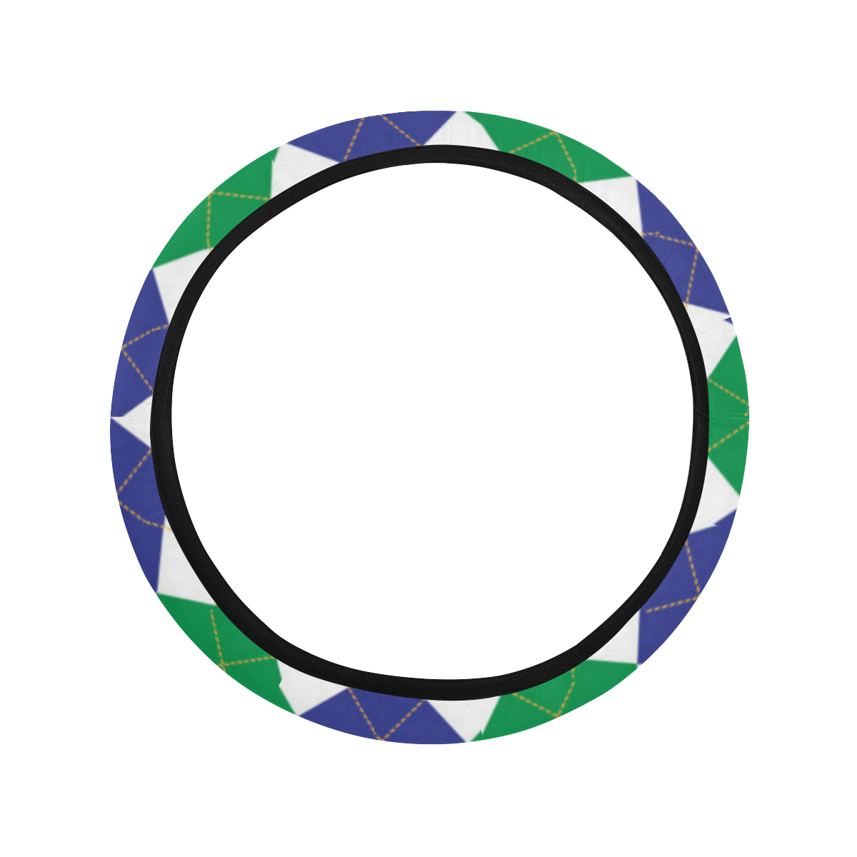 Argyle Green Blue Pattern Print Design 03 Steering Wheel Cover with Elastic Edge