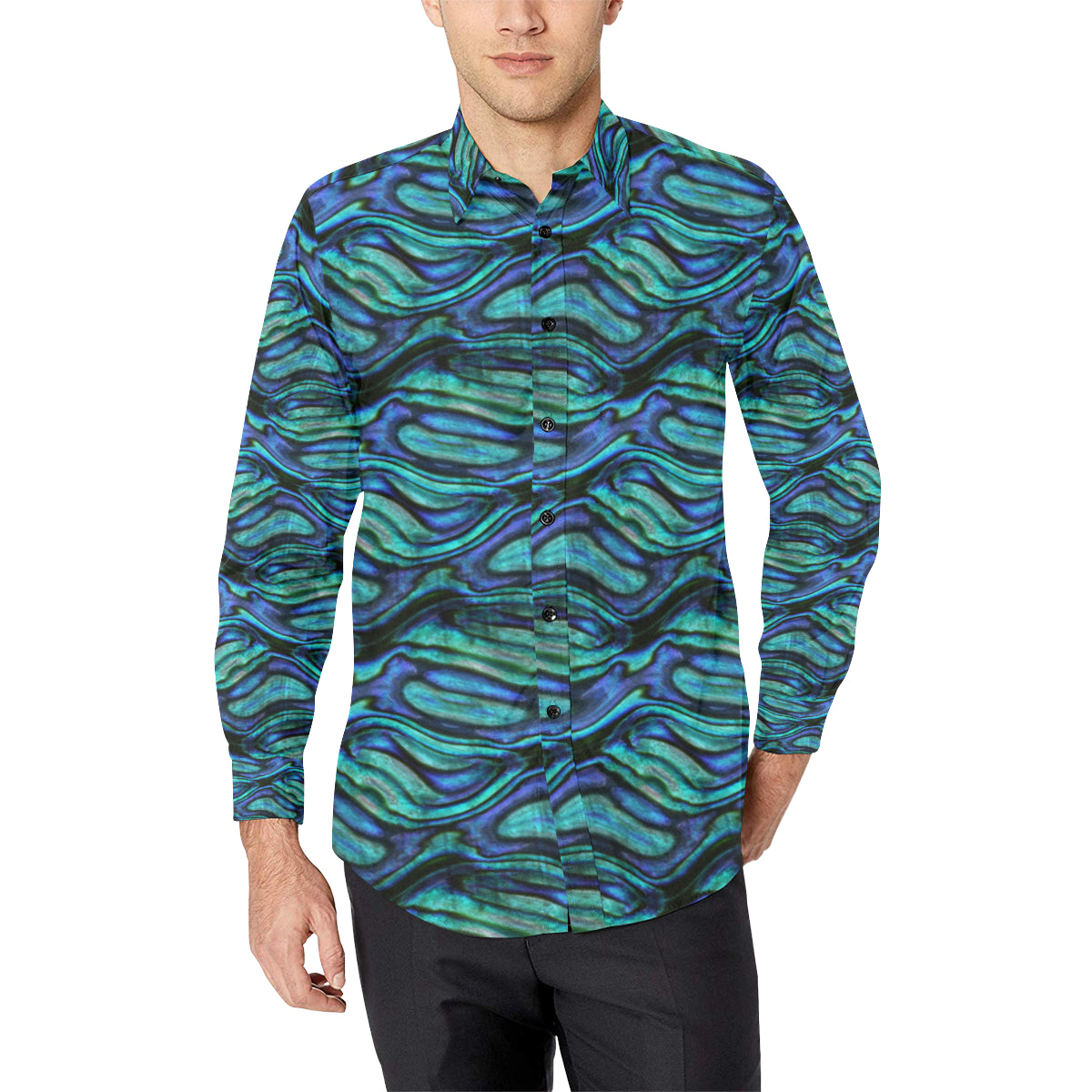 Abalone Pattern Print Design 02 Men's Long Sleeve Shirt
