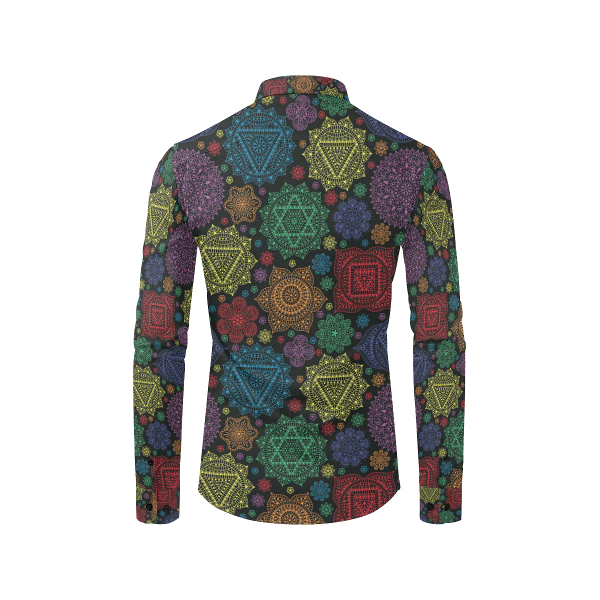 Chakra Mandala Print Pattern Men's Long Sleeve Shirt