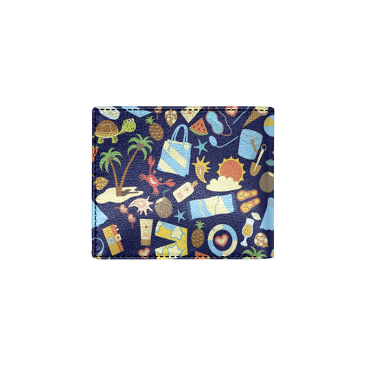Beach Themed Pattern Print Design 04 Men's ID Card Wallet