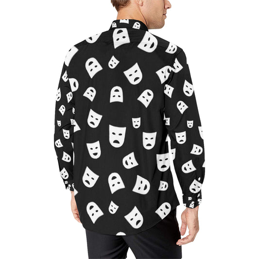 Acting Mask Pattern Print Design 03 Men's Long Sleeve Shirt