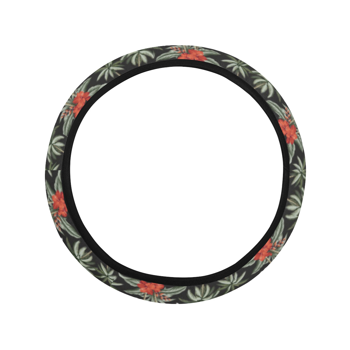 Aloha Palm Tree Design Themed Print Steering Wheel Cover with Elastic Edge