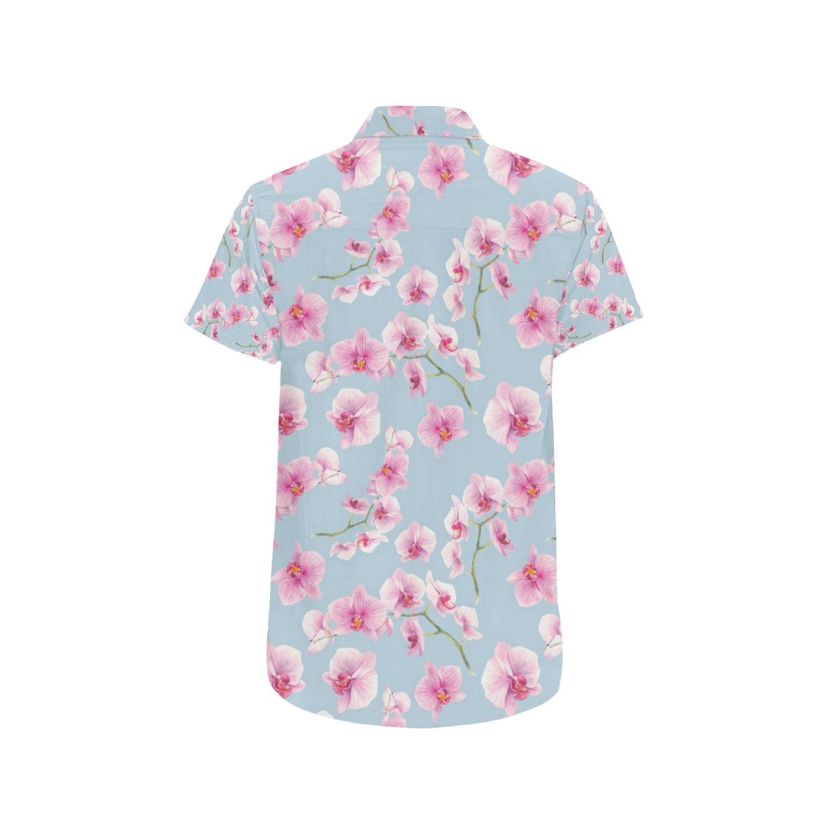 Orchid Pink Pattern Print Design OR01 Men's Short Sleeve Button Up Shirt