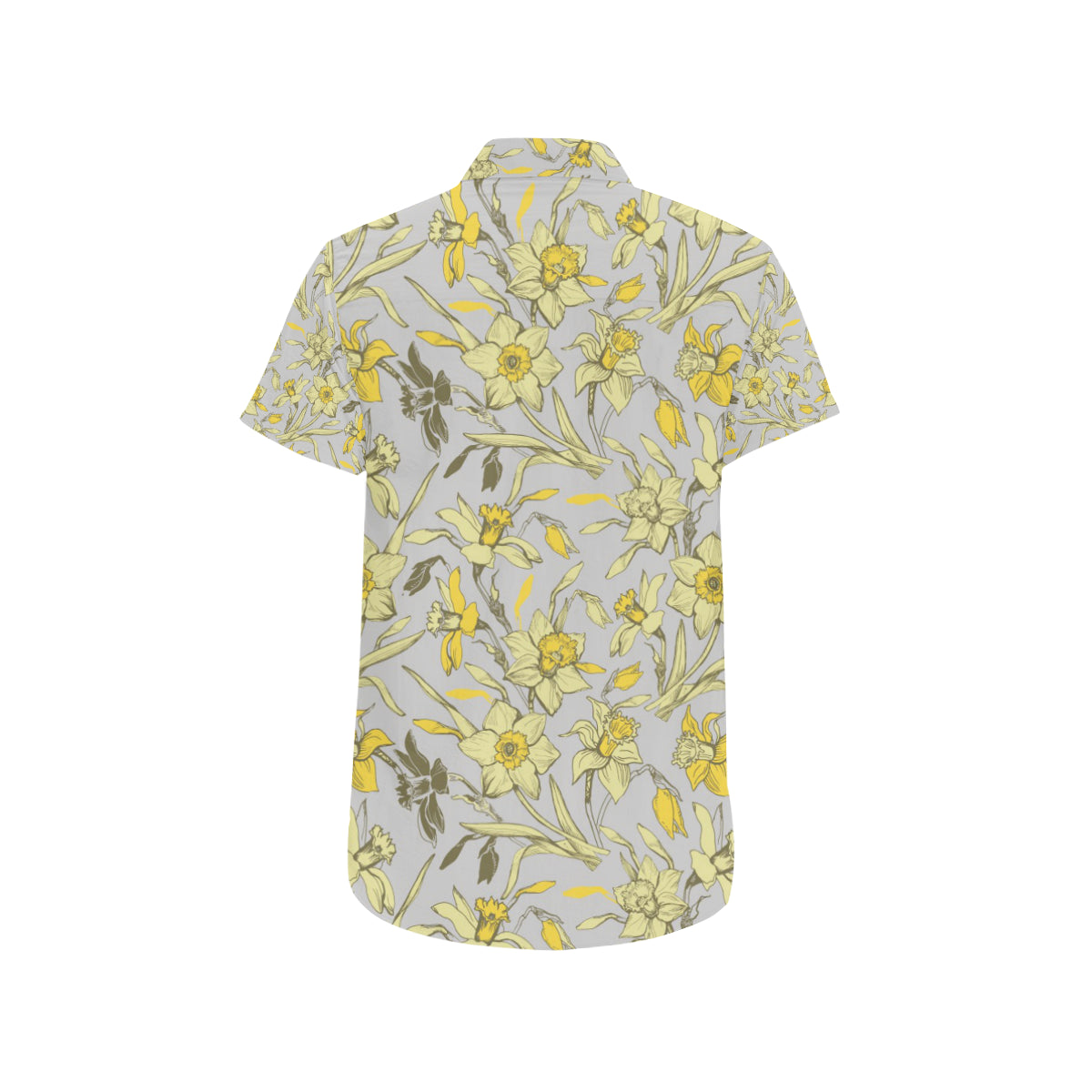 Daffodils Pattern Print Design DF05 Men's Short Sleeve Button Up Shirt