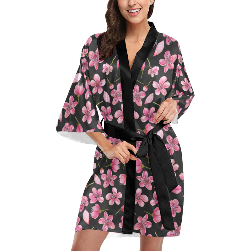 Apple blossom Pattern Print Design AB03 Women Kimono Robe