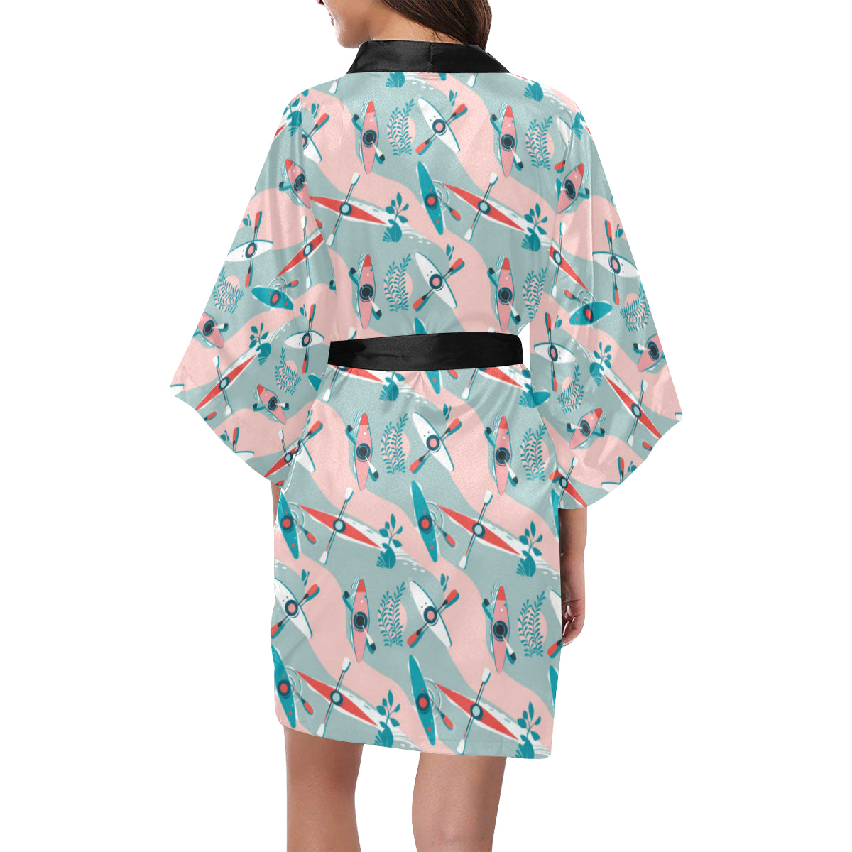 Kayak Pattern Print Design 05 Women's Short Kimono