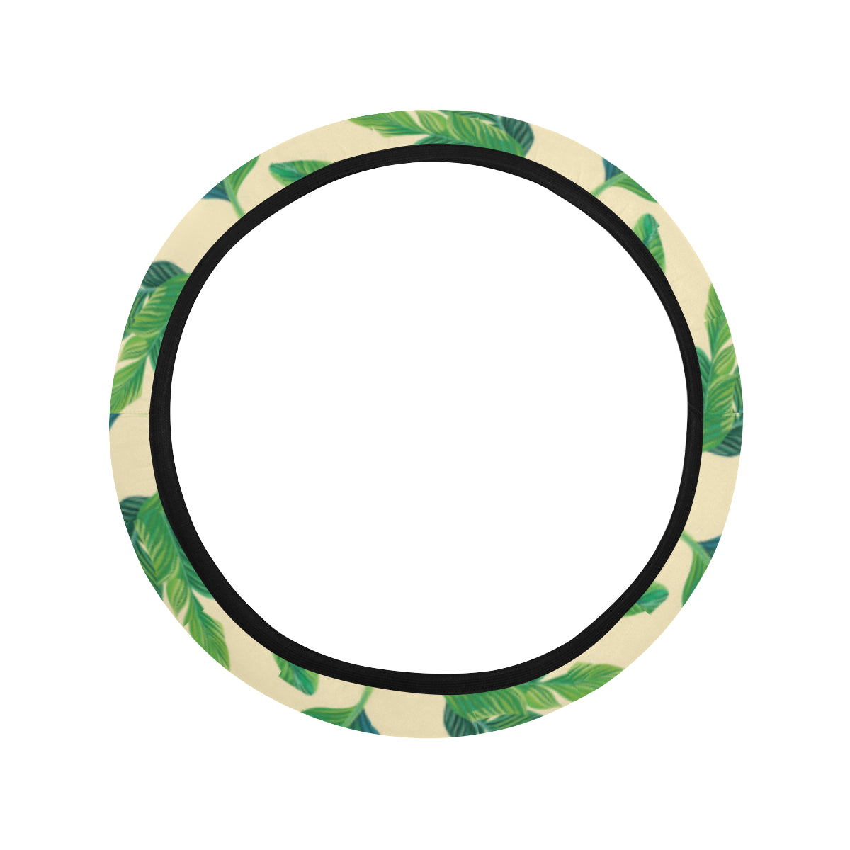 Banana Leaf Pattern Print Design 01 Steering Wheel Cover with Elastic Edge