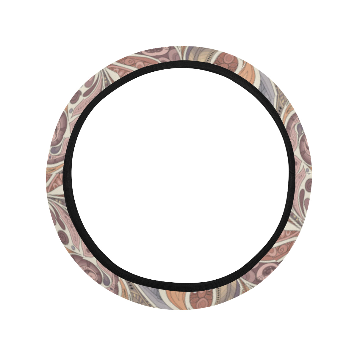 Boho Pattern Print Design 03 Steering Wheel Cover with Elastic Edge