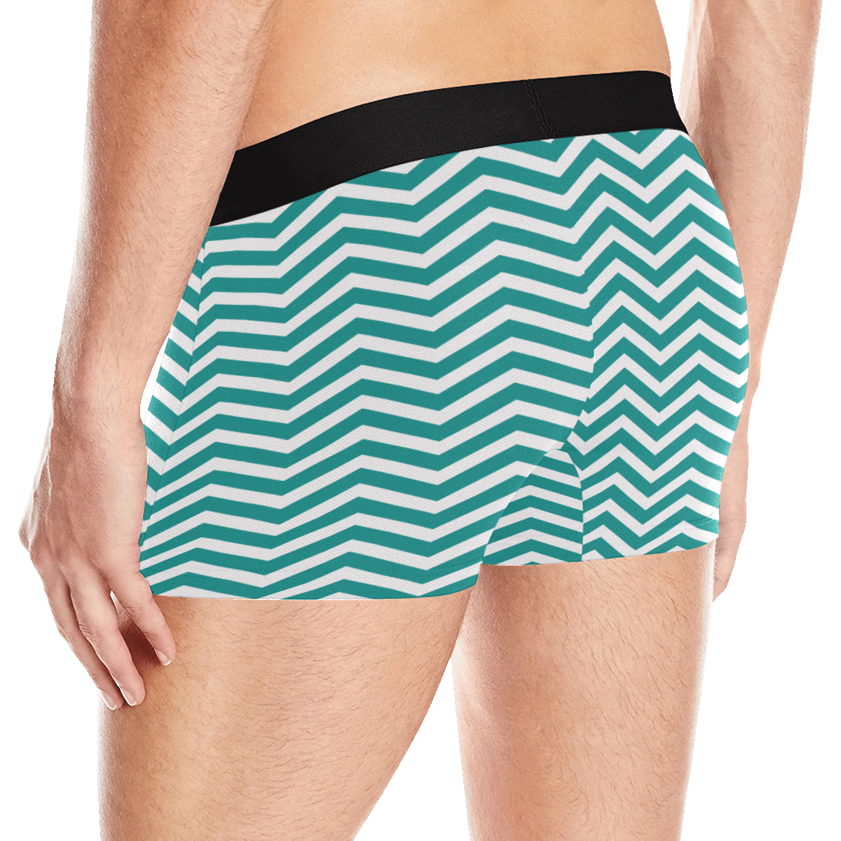Chevron Teal Pattern Print Design 02 Men's Boxer Briefs