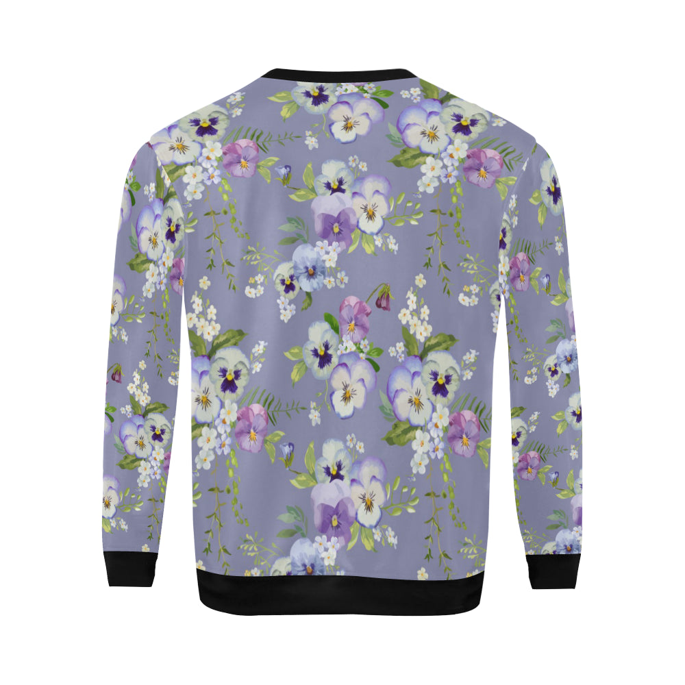 Pansy Pattern Print Design PS05 Men Long Sleeve Sweatshirt