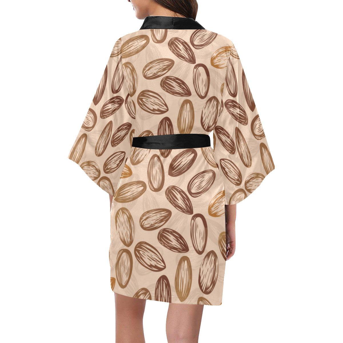 Almond Pattern Print Design 02 Women's Short Kimono