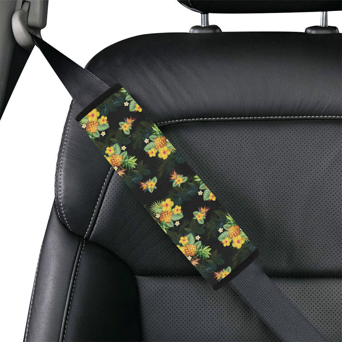 Pineapple Tropical Flower Print Pattern Car Seat Belt Cover