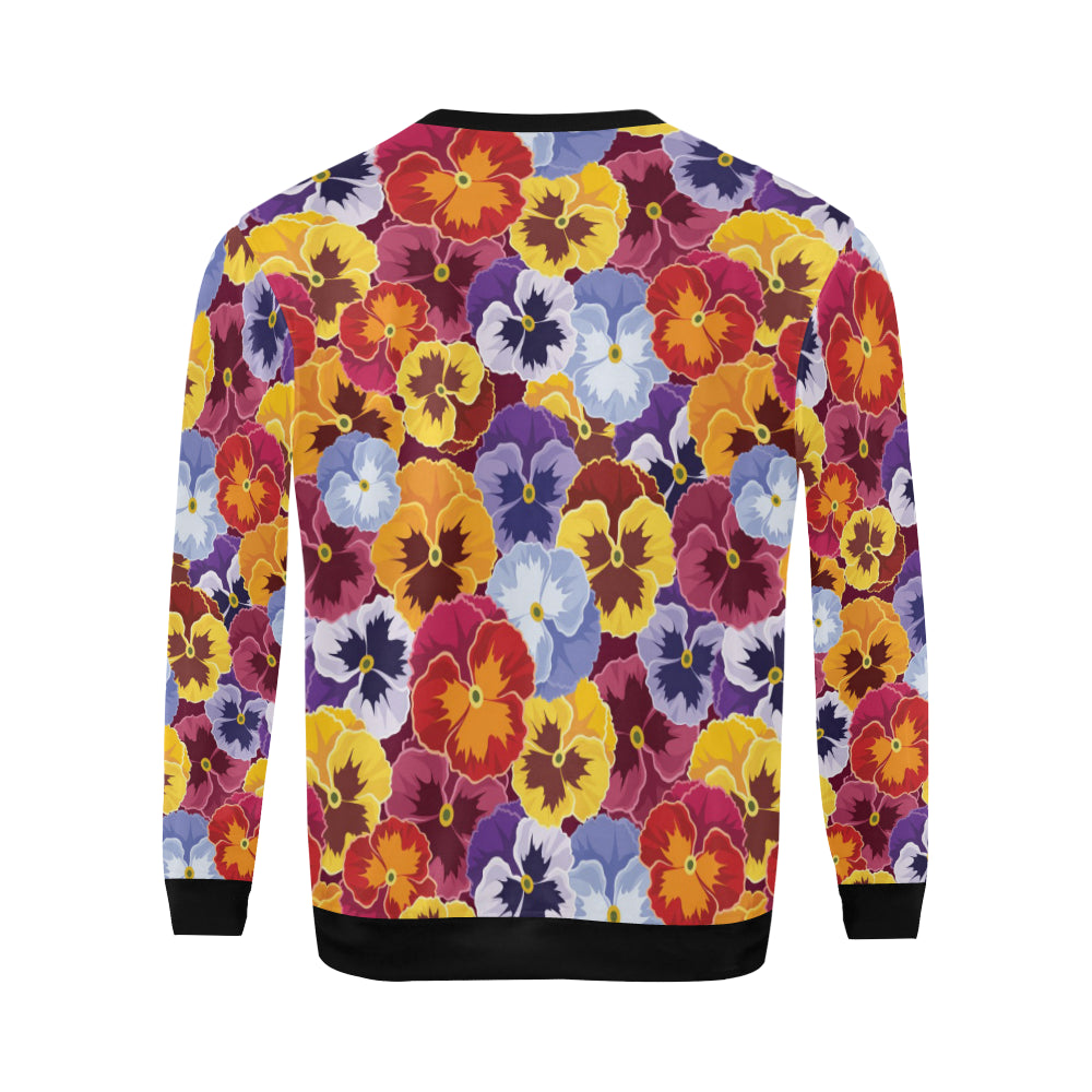 Pansy Pattern Print Design PS01 Men Long Sleeve Sweatshirt