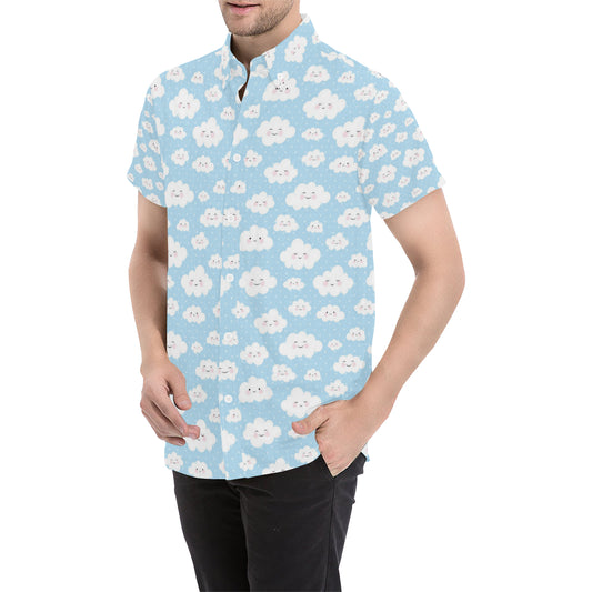 Cloud Pattern Print Design 02 Men's Short Sleeve Button Up Shirt