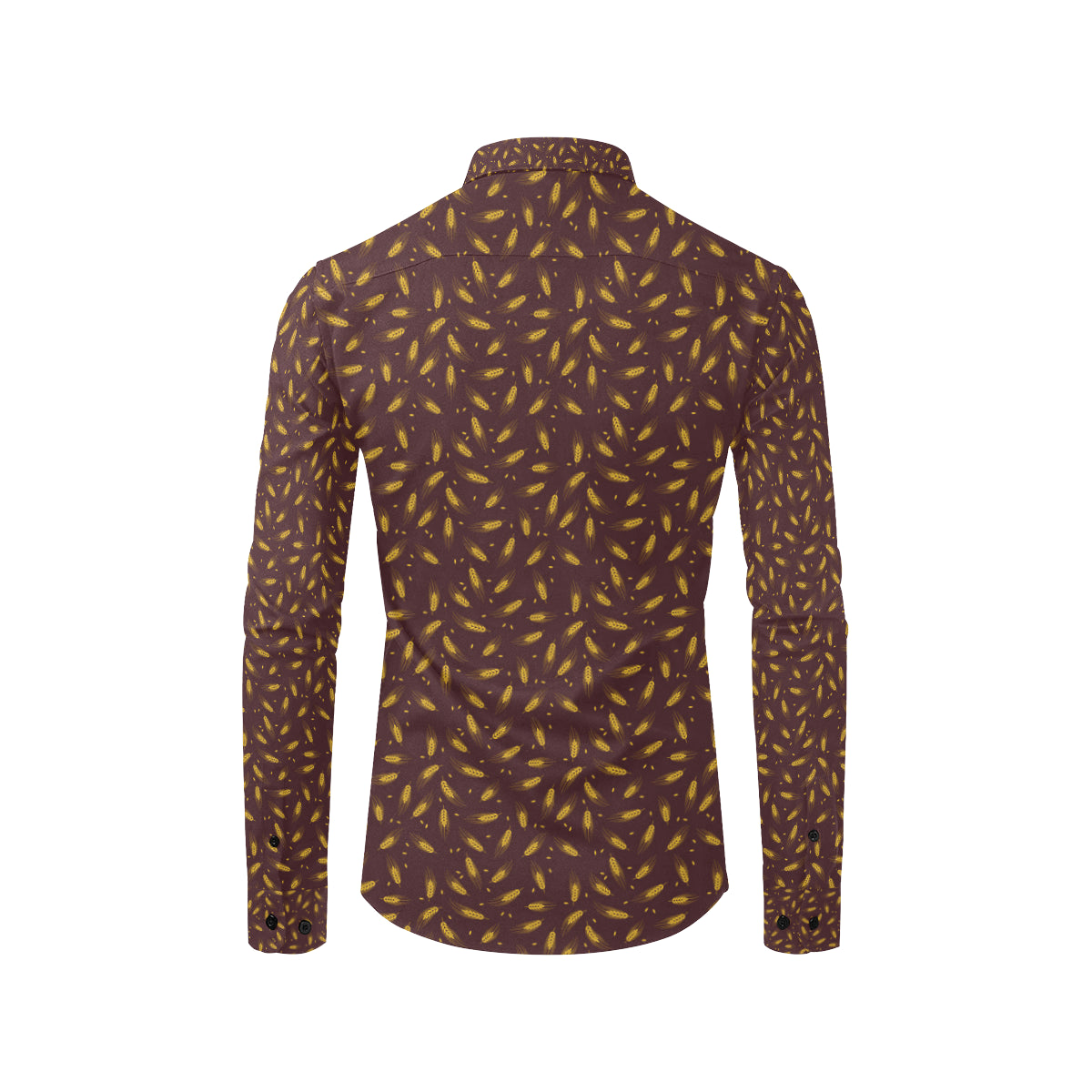 Agricultural Gold Wheat Print Pattern Men's Long Sleeve Shirt