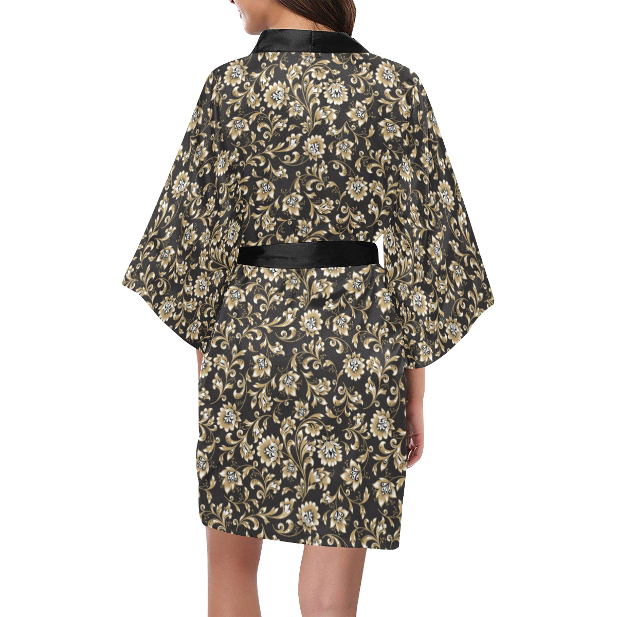 Brocade Pattern Print Design 03 Women's Short Kimono