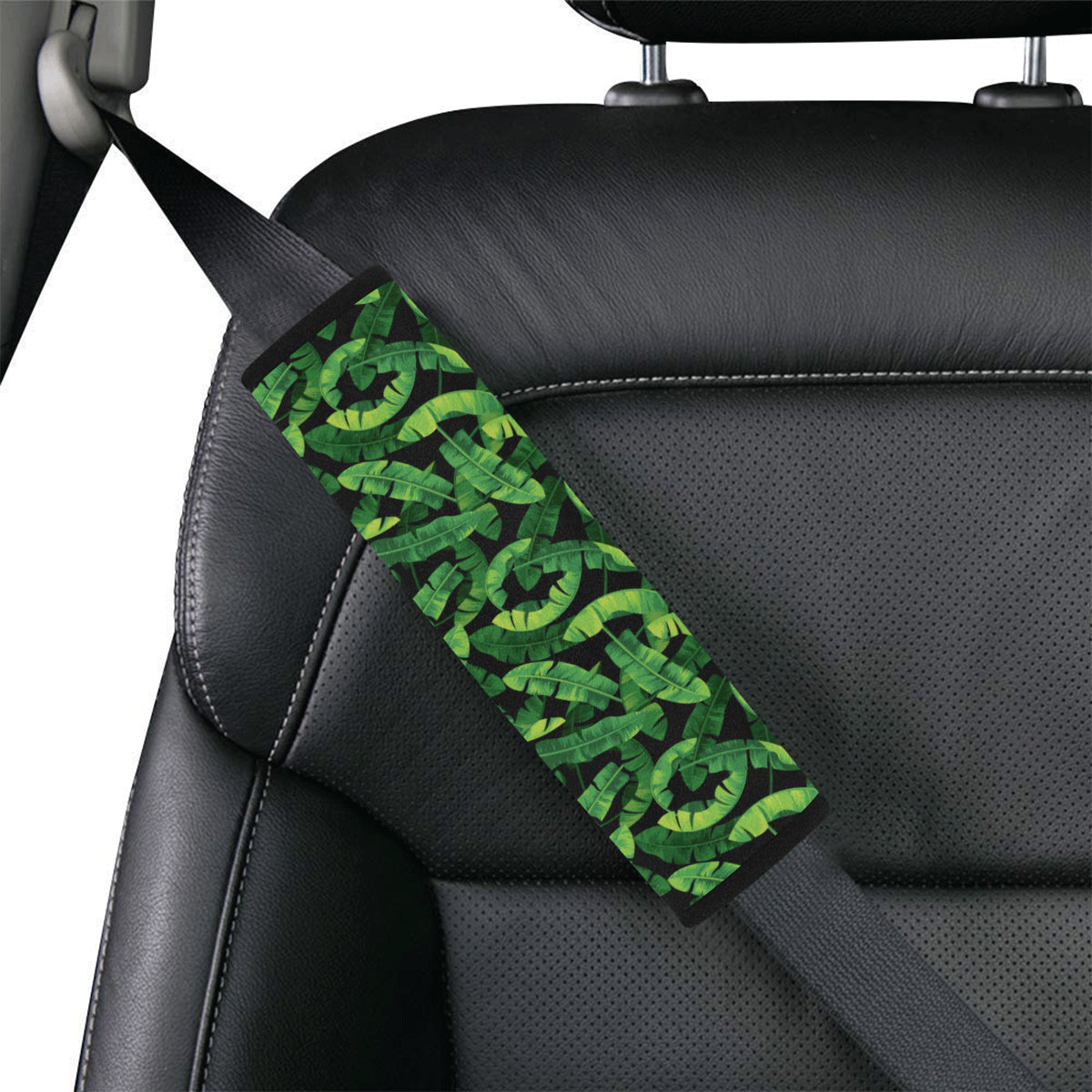 Banana Leaf Pattern Print Design 02 Car Seat Belt Cover