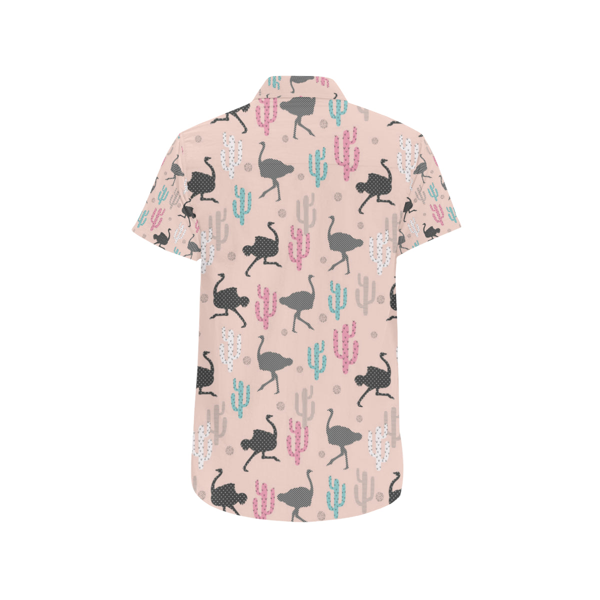 Ostrich Pattern Print Design 03 Men's Short Sleeve Button Up Shirt
