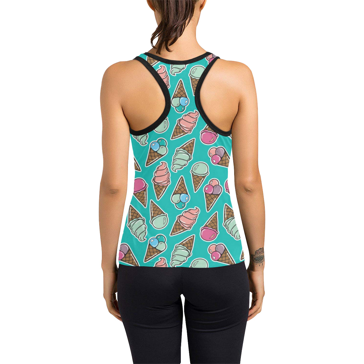 Ice Cream Pattern Print Design IC01 Women's Racerback Tank Top
