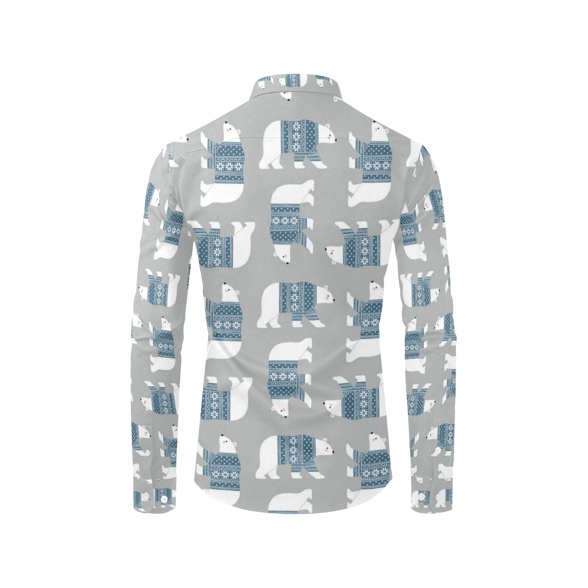 Polar Bear Pattern Print Design A03 Men's Long Sleeve Shirt