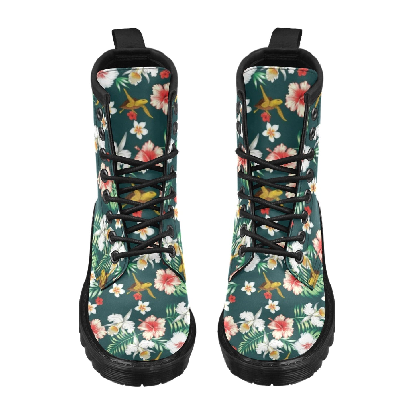 Hawaiian Flower Design with SeaTurtle Print Women's Boots