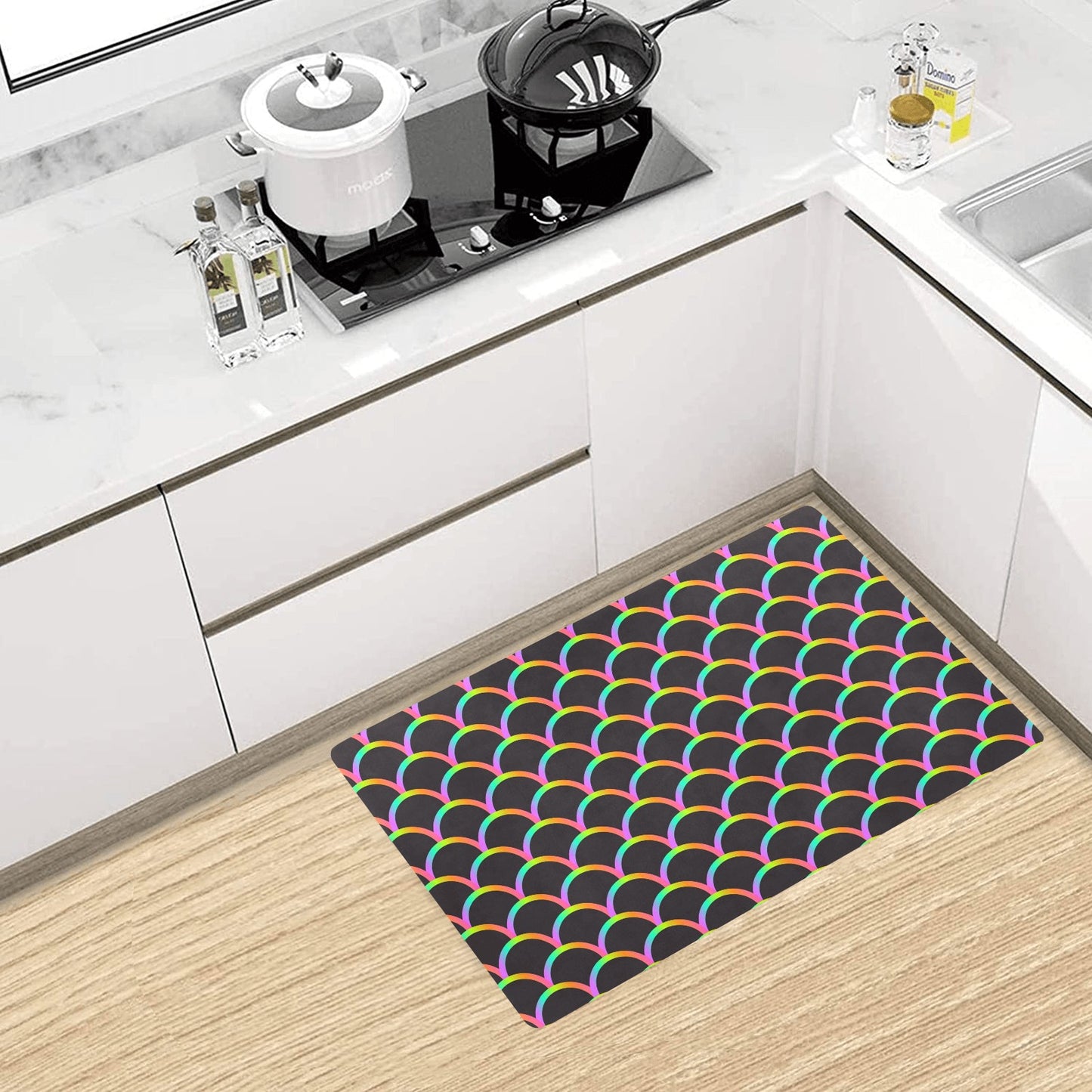 Mermaid Tail Rainbow Design Print Kitchen Mat