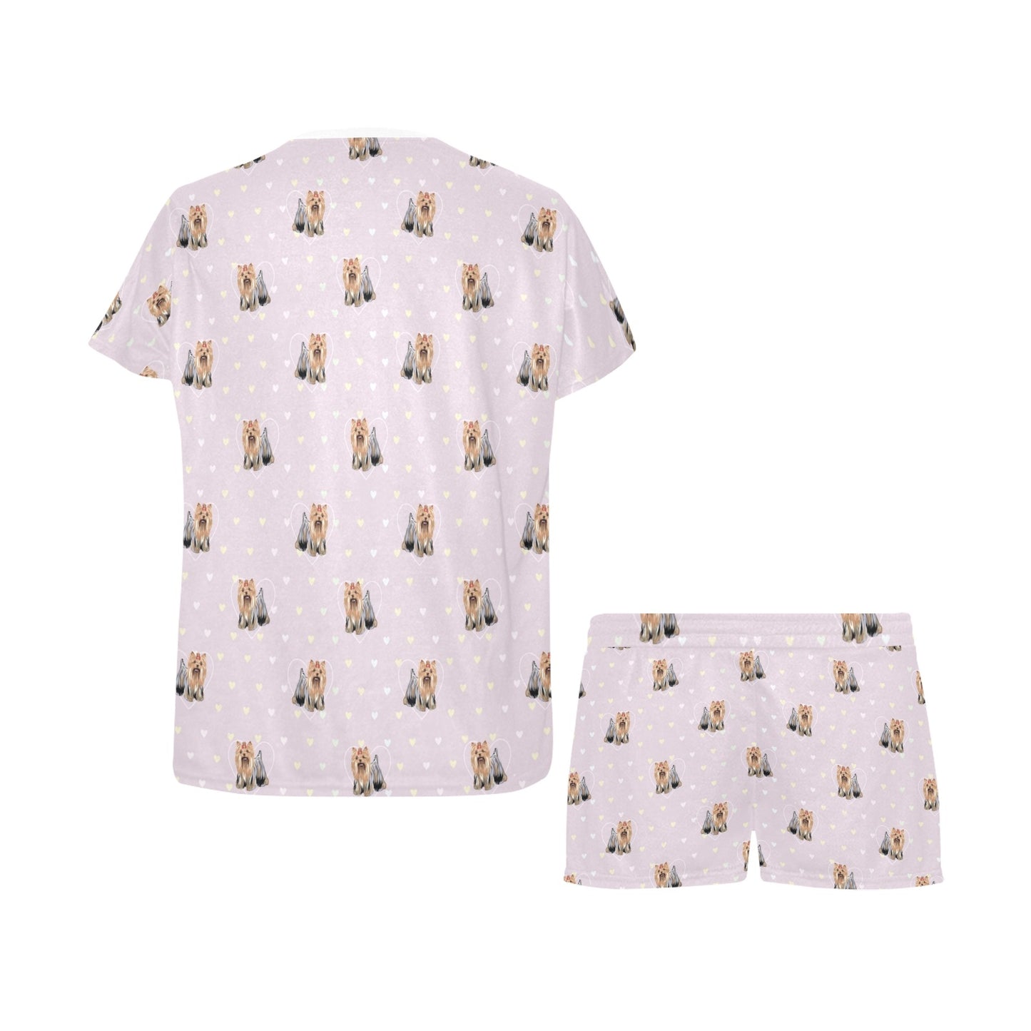 Yorkshire Terriers Print Design LKS302 Women's Short Pajama Set