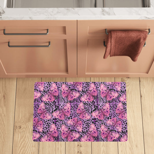 Purple Butterfly Leopard Kitchen Mat