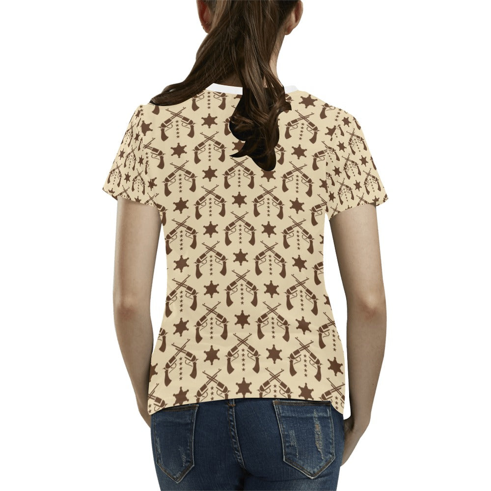 Western Cowboy Print Design LKS302 Women's T-shirt