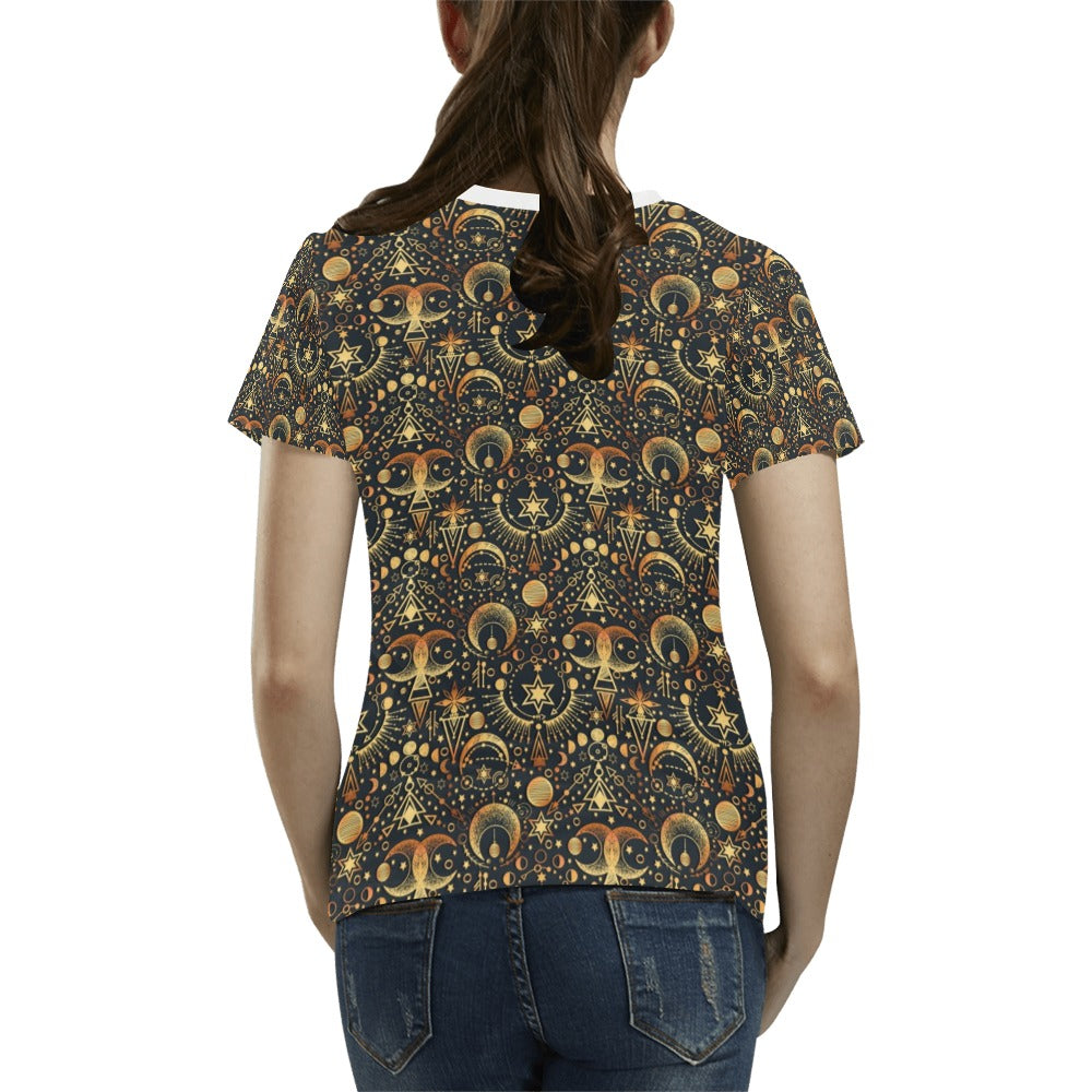 Sun Moon Print Design LKS308 Women's T-shirt