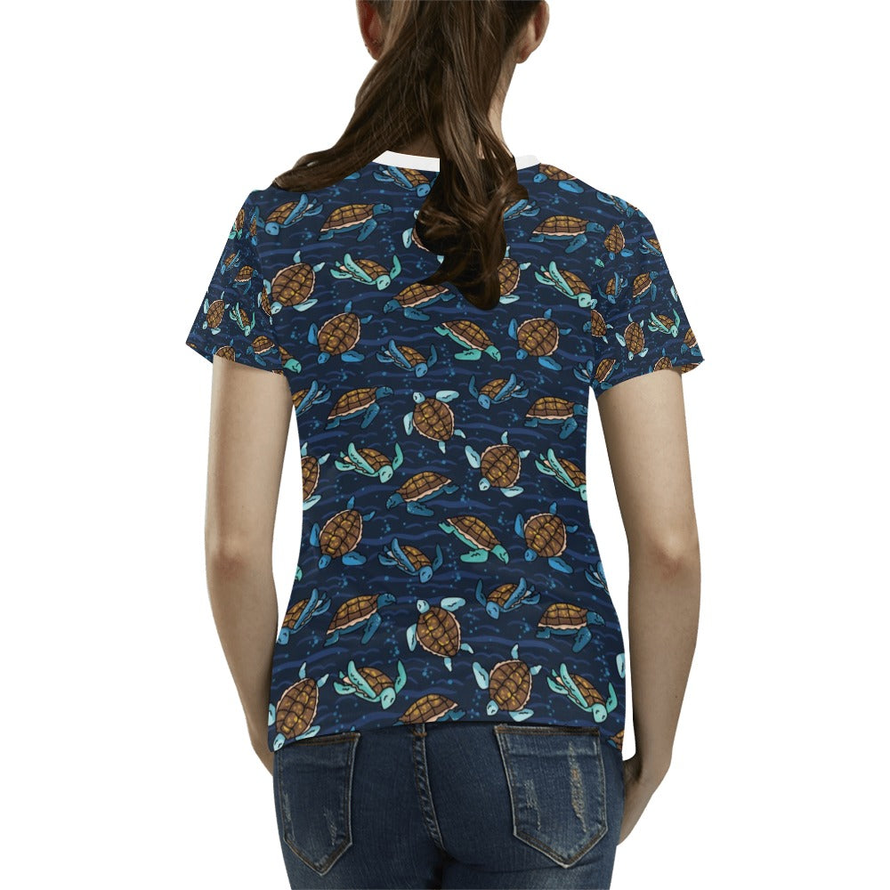 Sea Turtle Print Design LKS3011 Women's T-shirt