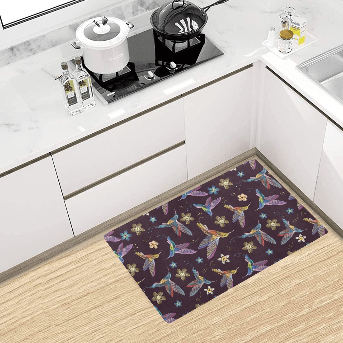 Hummingbird Pattern Print Design 04 Kitchen Mat