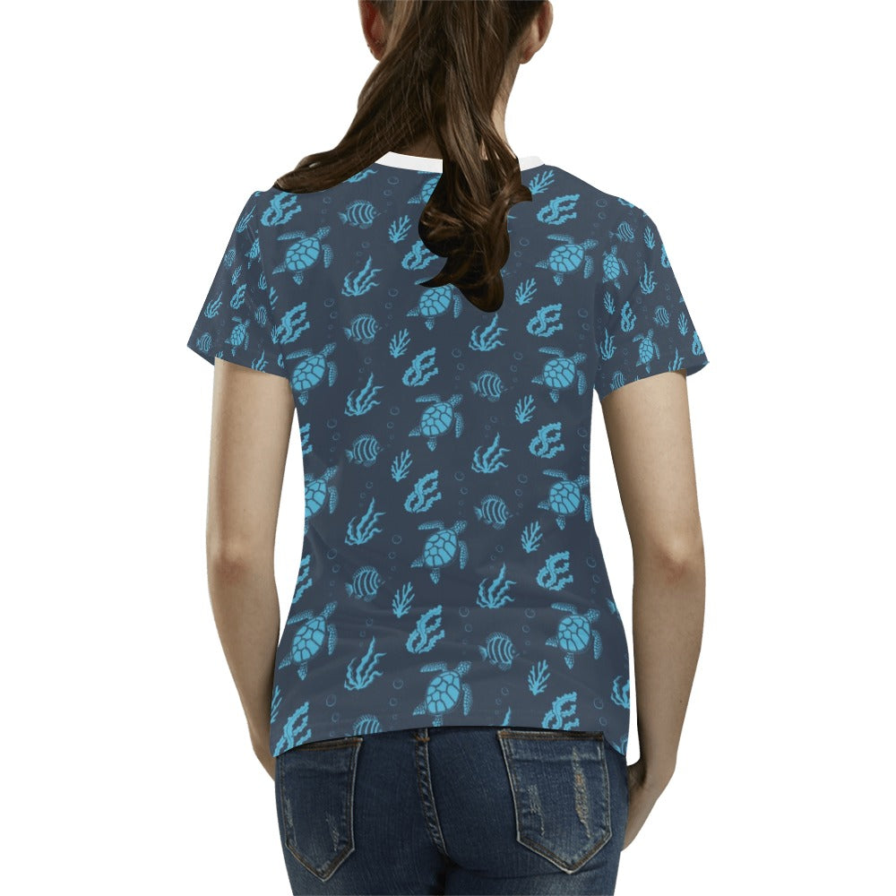 Sea Turtle Print Design LKS307 Women's T-shirt