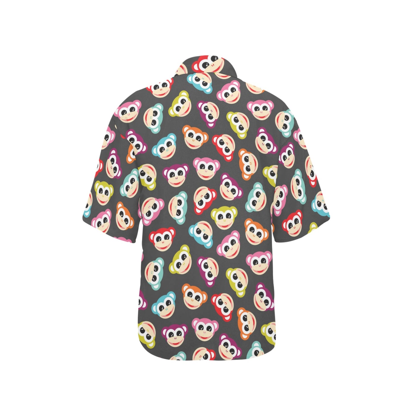 Monkey Head Design Themed Print Women's Hawaiian Shirt