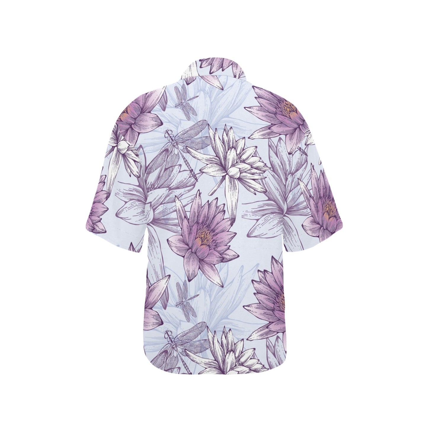 Water Lily Pattern Print Design WL01 Women's Hawaiian Shirt