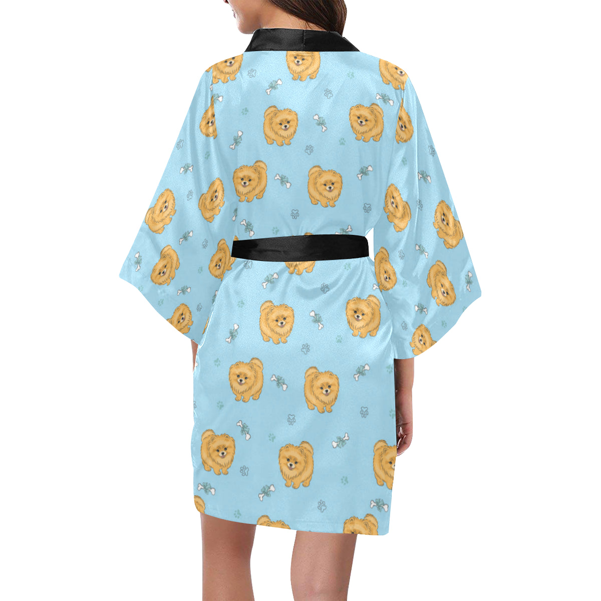 Pomeranians Pattern Print Design A03 Women's Short Kimono