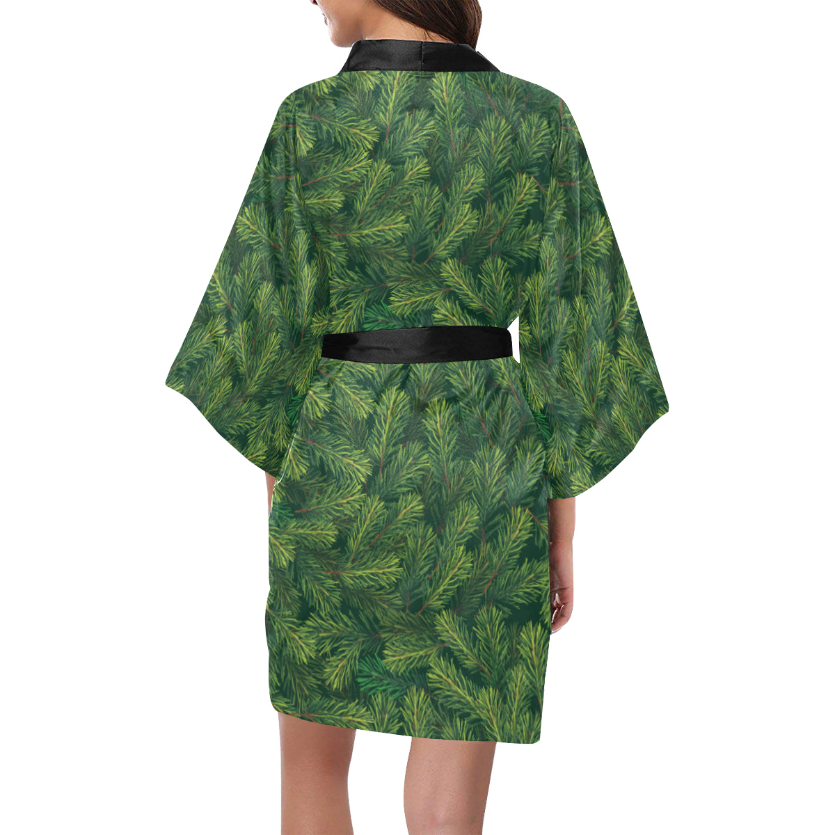 Christmas Tree Pattern Print Design 02 Women's Short Kimono