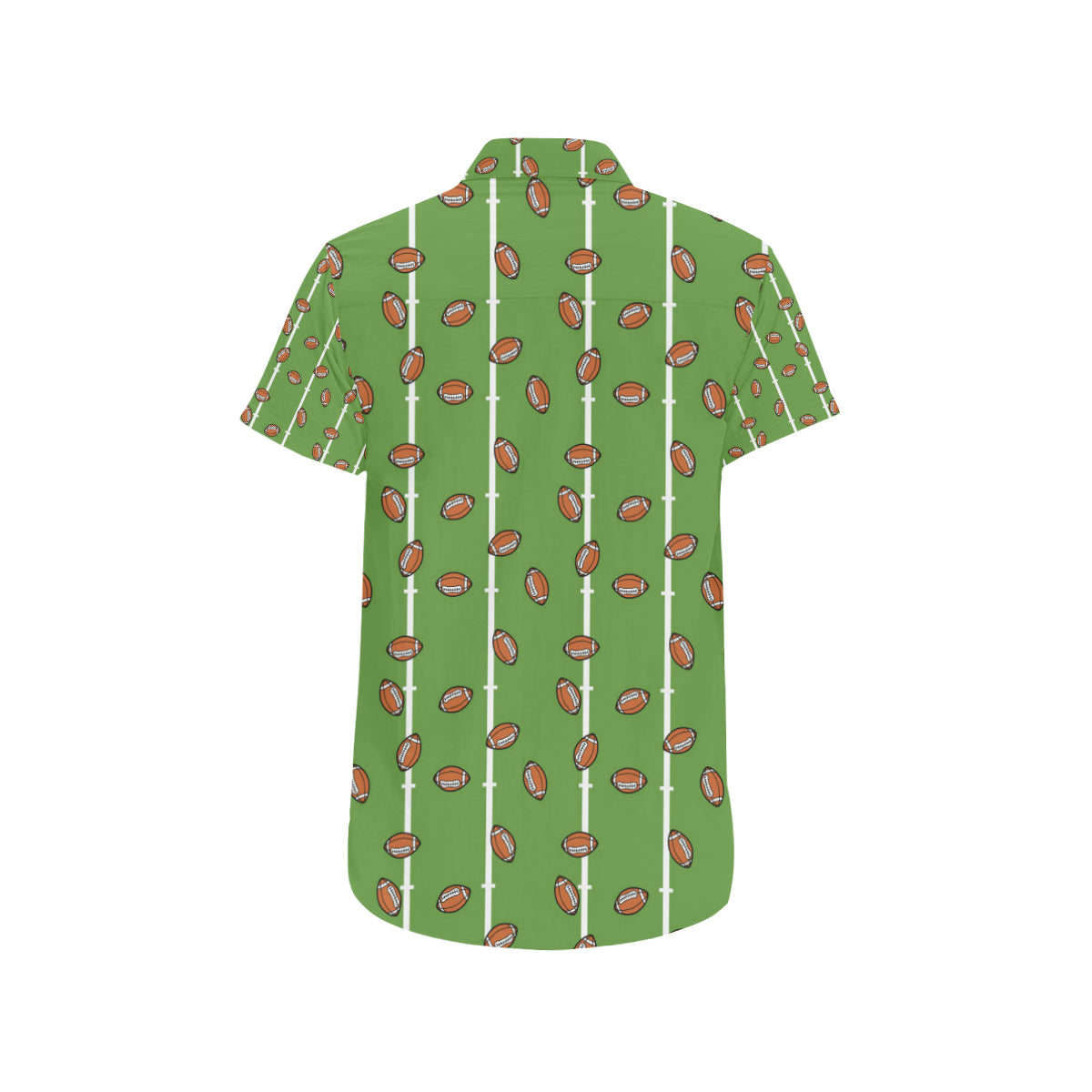 American Football on Field Themed Print Men's Short Sleeve Button Up Shirt