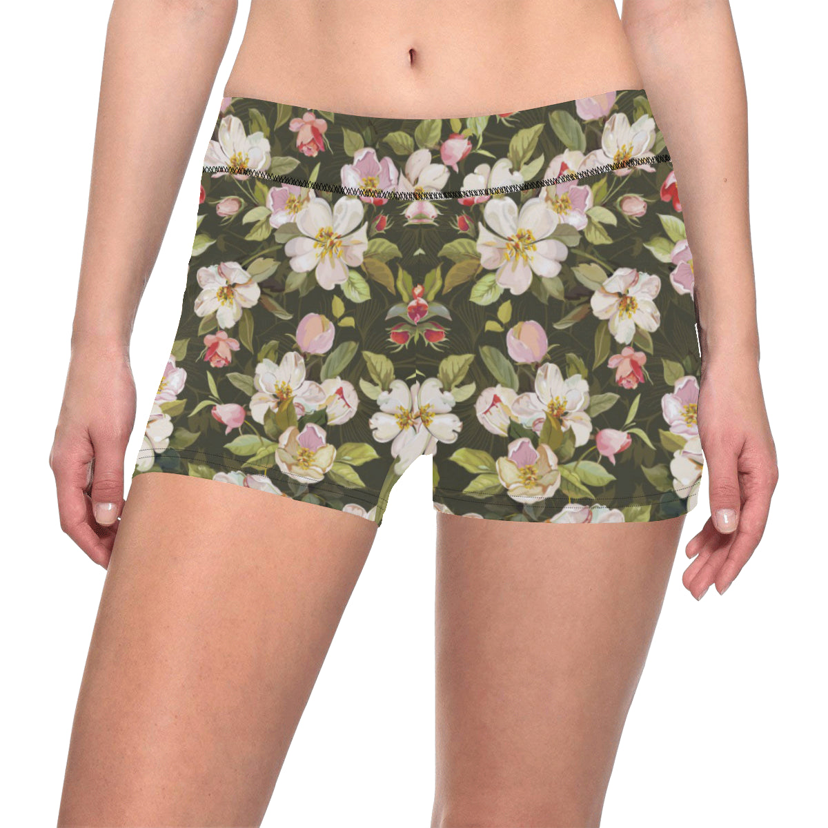 Apple blossom Pattern Print Design AB01 Yoga Shorts