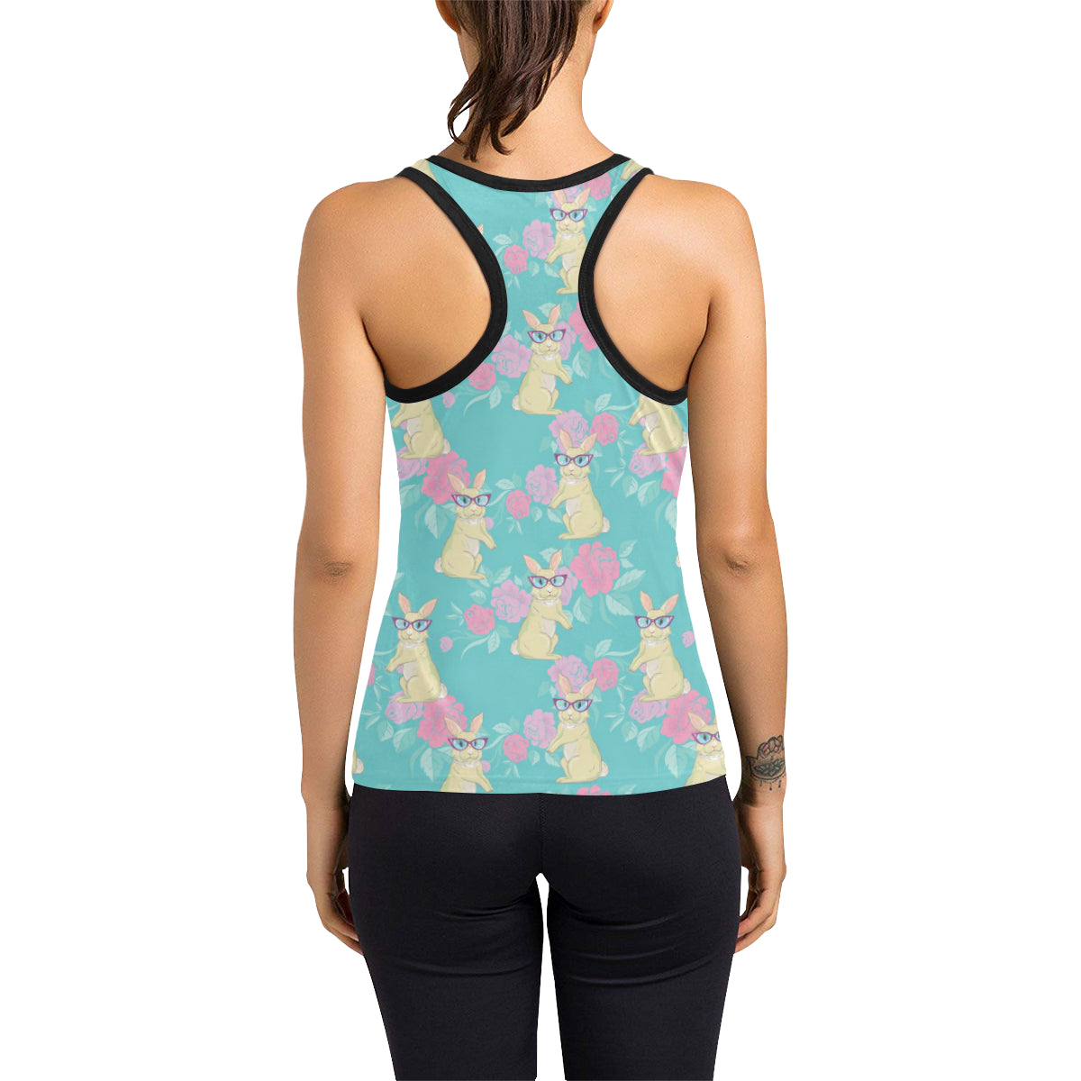 Rabbit Pattern Print Design RB05 Women's Racerback Tank Top