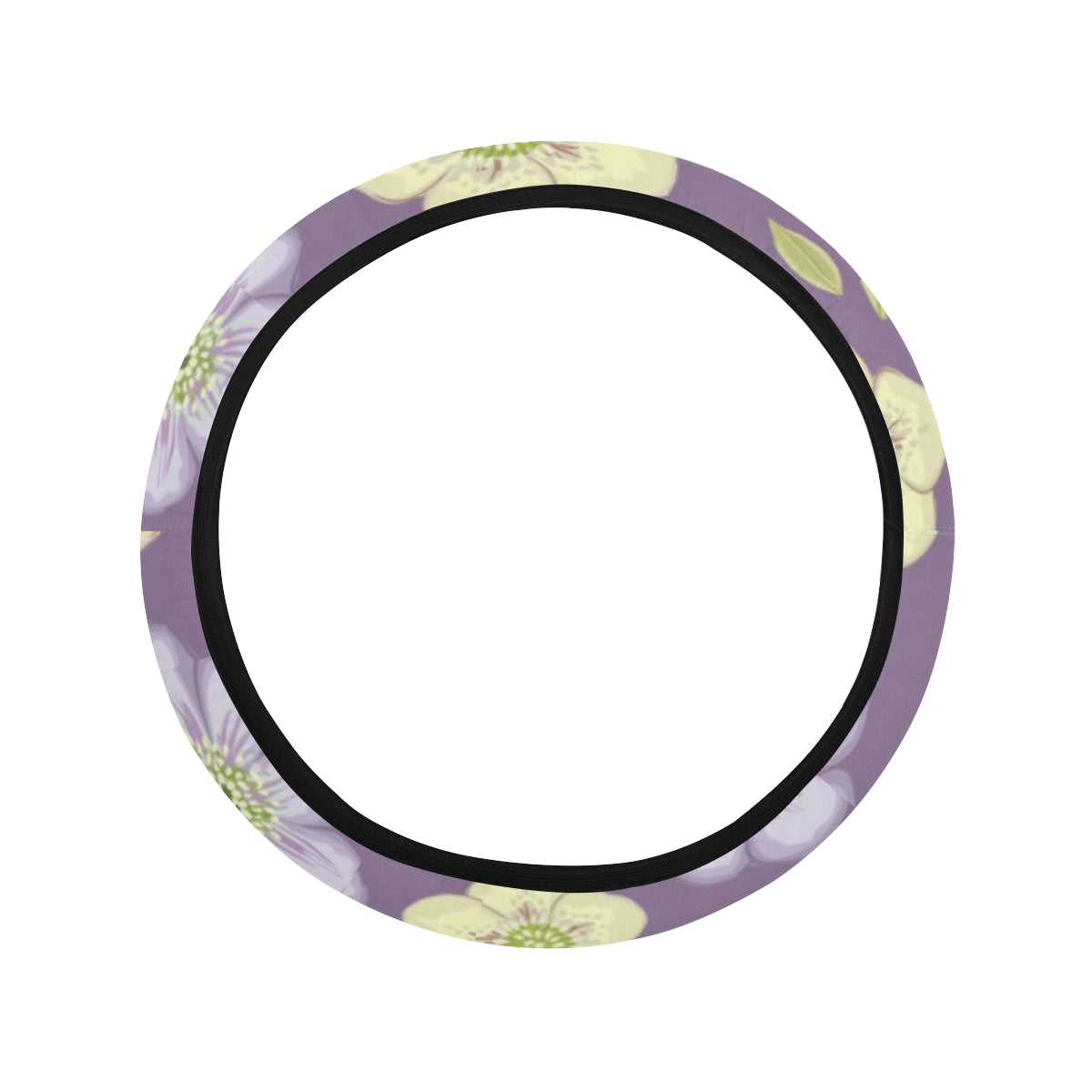 Anemone Pattern Print Design AM013 Steering Wheel Cover with Elastic Edge