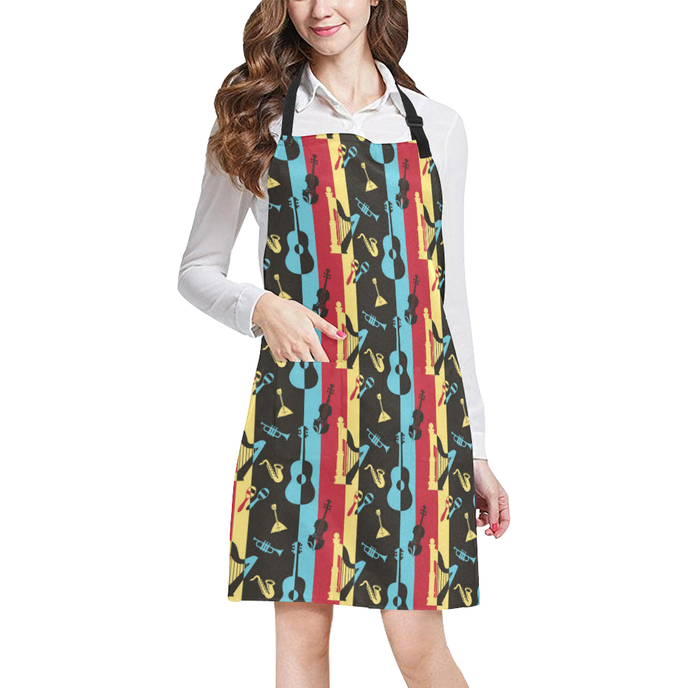 Jazz Pattern Print Design 02 Apron with Pocket