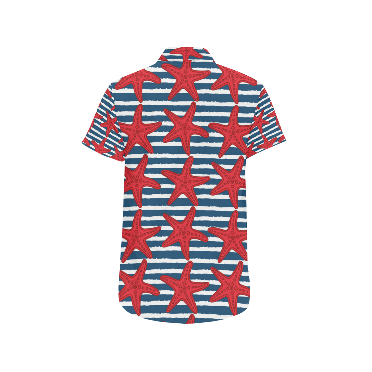 Starfish Red Pattern Print Design 02 Men's Short Sleeve Button Up Shirt
