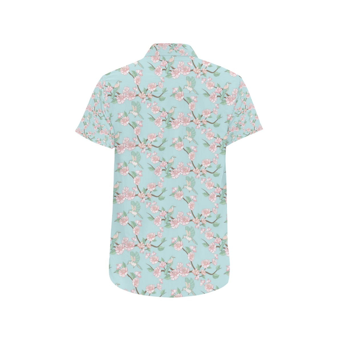 Cherry Blossom Pattern Print Design 02 Men's Short Sleeve Button Up Shirt