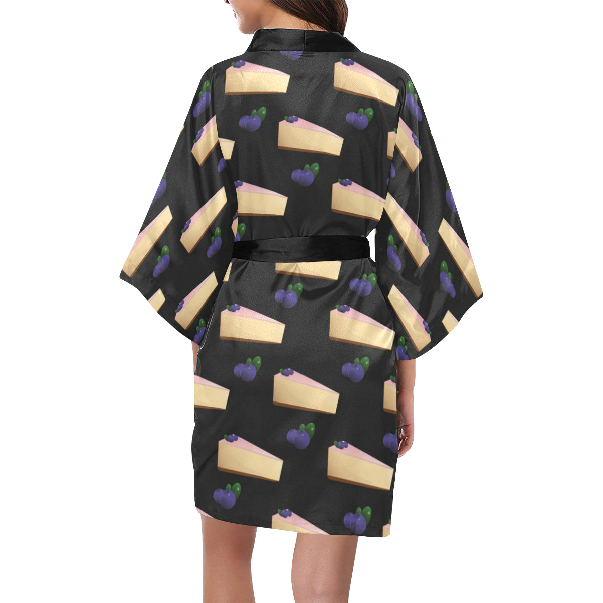 Cheesecake blueberry Pattern Print Design CK01 Women's Short Kimono