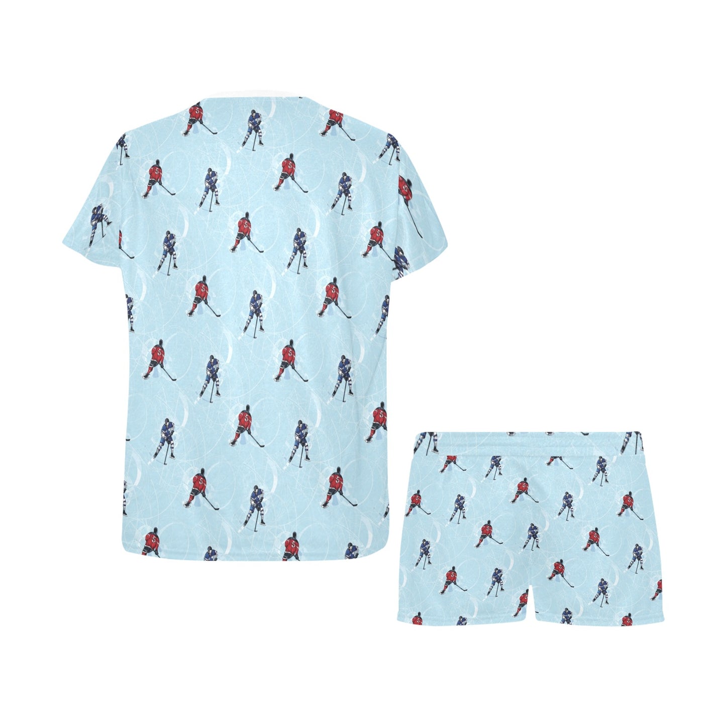 Hockey Player Print Design LKS302 Women's Short Pajama Set