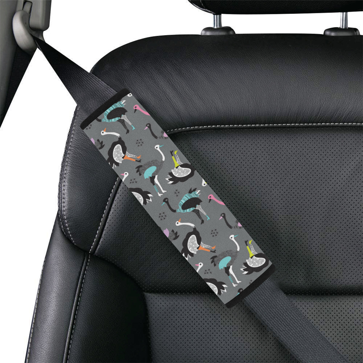 Ostrich Pattern Print Design 01 Car Seat Belt Cover